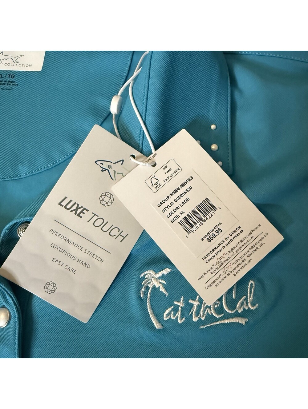 Greg Norman Shark Collection At the Cal Women’s Golf Polo Shirt XL NWT Blue - Picture 5 of 9